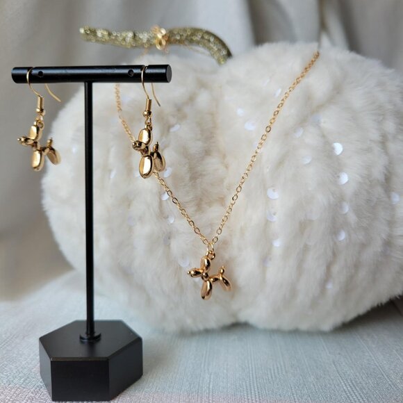 Balloon Dog Earring and Necklace Set - Picture 1 of 4